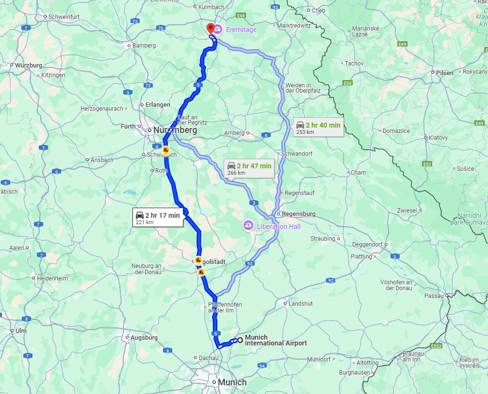 Munich to Bayreuth road Munich to Bayreuth road