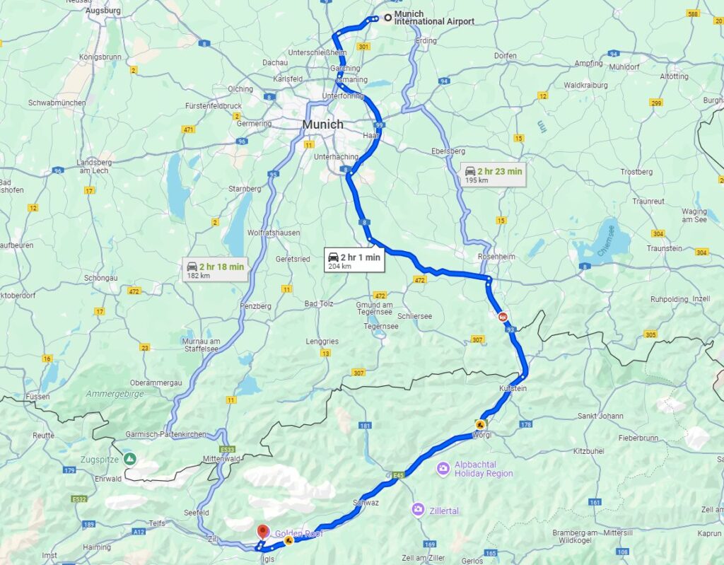 Munich to Innsbruck road Munich to Innsbruck road