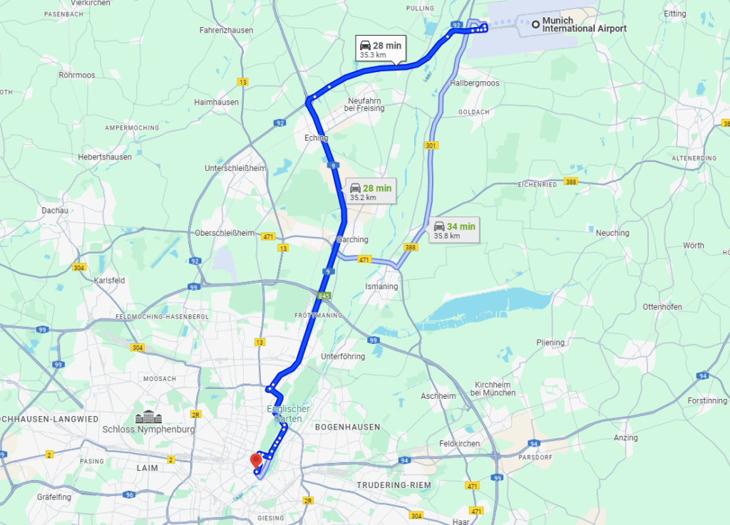 transfer taxi from Munich Airport to city center