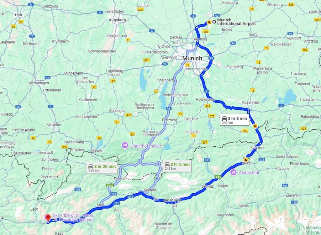 Munich to St Anton road