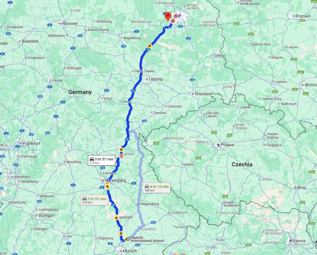 Munich to Berlin road