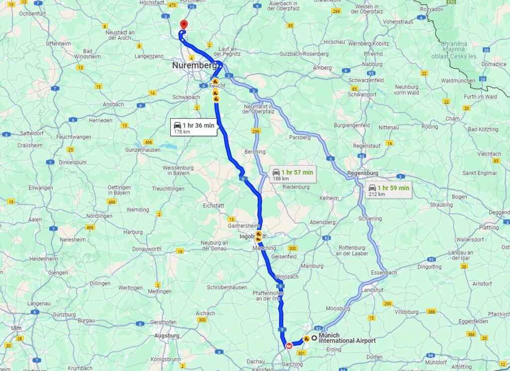 Munich to Erlangen road Munich to Erlangen road