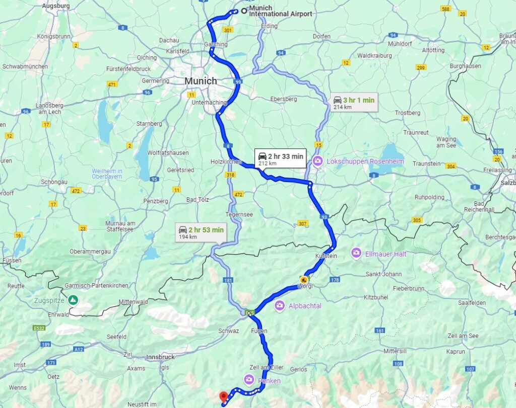 Munich to Hintertux road From Munich to Hintertux road