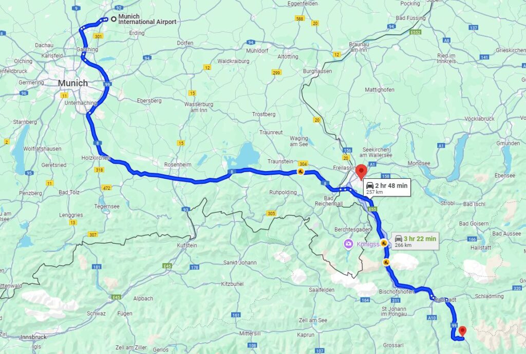 Munich to Obertauern road Munich to Obertauern road