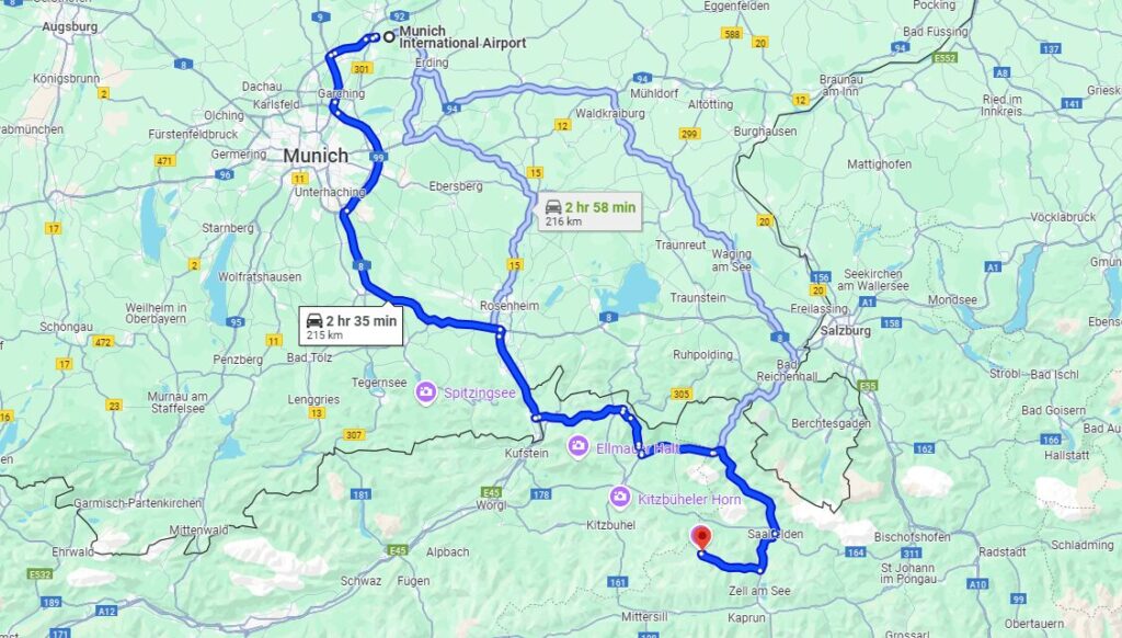 Munich to Saalbach Hinterglemm road Munich to Saalbach Hinterglemm road
