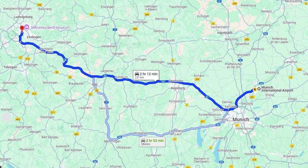 Munich to Stuttgart road