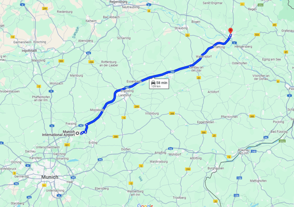 Munich to Deggendorf road
