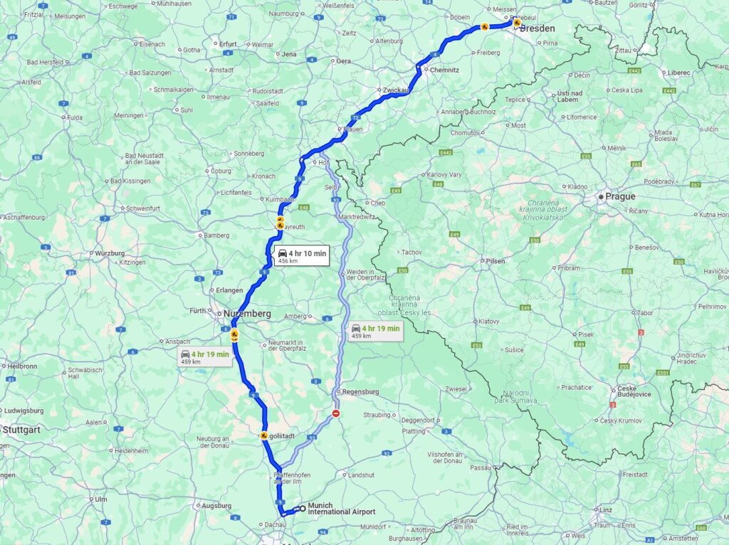 From Munich to Dresden road