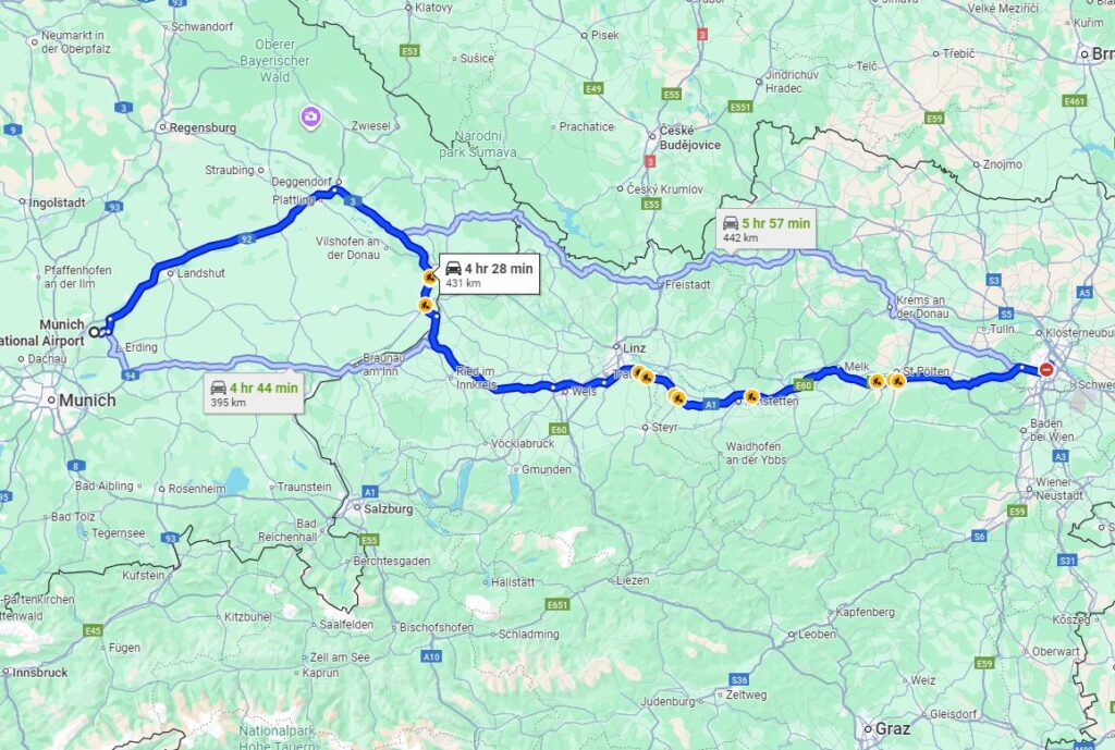 Munich to Vienna road